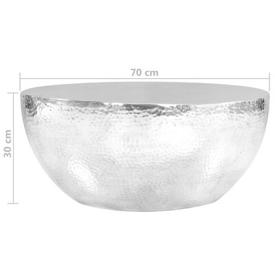 vidaXL Sohvapöytä vasaroitu alumiini 70x30 cm hopea