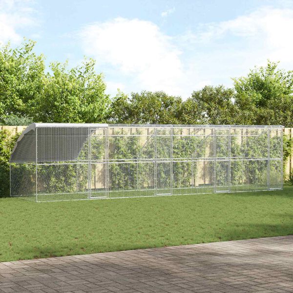 vidaXL Kanahäkki Hopea 800 x 200 x 198.5 cm Galvanoitu teräs