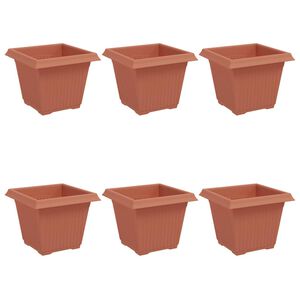 vidaXL Neli&ouml; Kukkaruukku 6 pcs Tiilenpunainen 20 x 20 x 16 cm Muovi