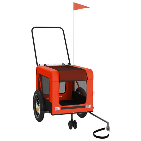 vidaXL Lemmikinkuljetuskärry pyörään oranssi/musta kangas ja rauta