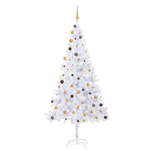 vidaXL Tekojoulukuusi palloilla esivalaistu 210 cm 910 oksaa