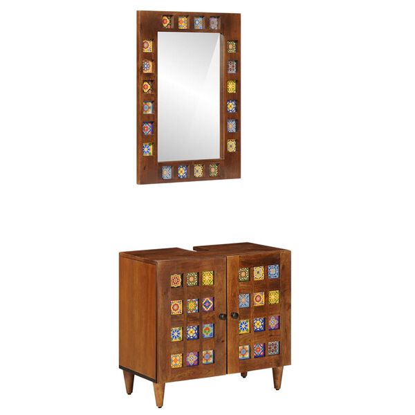 vidaXL Kylpyhuonekalustesetti 2 pcs p&auml;hkin&auml;puu Kiinte&auml; mango puu