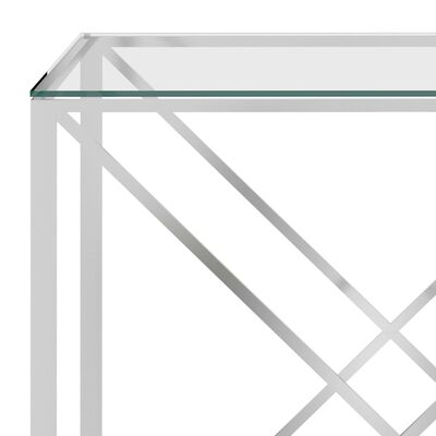 vidaXL Sivupöytä hopea 140x40x78 cm ruostumaton teräs ja lasi