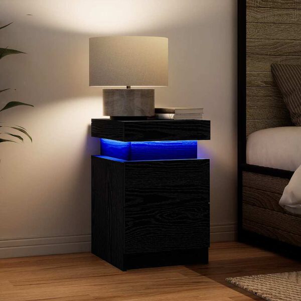 vidaXL Yöpöytäkaappi Musta tammi. 35 x 39 x 55 cm Tekninen puu