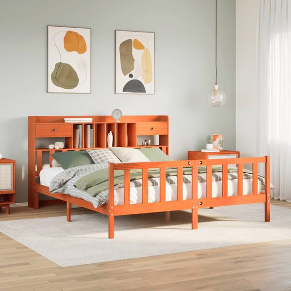 vidaXL S&auml;nky kirjahyllyll&auml; ei patjaa vahanrusk. 180x200 cm t&auml;ysi m&auml;nty