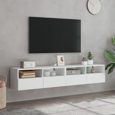 vidaXL TV-seinäkaapit 2 kpl valkoinen 80x30x30 cm tekninen puu