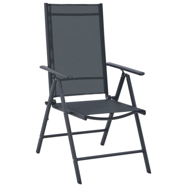 vidaXL 5-osainen Ulkoruokailuryhmä alumiini textilene musta