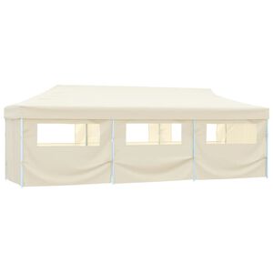 vidaXL Kokoontaitettava pop-up juhlateltta 8 sivusein&auml;&auml; 870x291x315 cm kerma