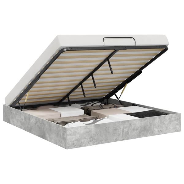 vidaXL Ottoman S&auml;ngyn Runko Betoni Harmaa 160 x 200 cm Tekninen puu