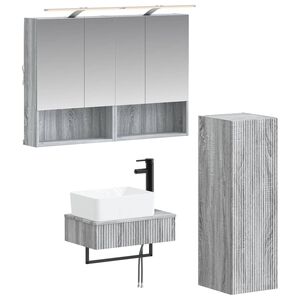 vidaXL Kylpyhuoneen kaappisetti 4 pcs Harmaa Sonoma 50 x 14,5 x 70 cm