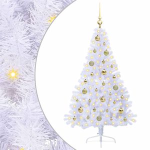 vidaXL Tekojoulukuusi 150 LED-valoilla Valkoinen 150 cm PVC ja ter&auml;s