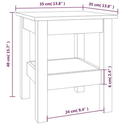 vidaXL Sohvapöytä harmaa 35x35x40 cm täysi mänty