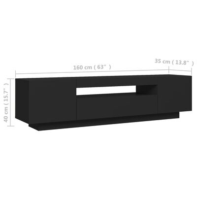 vidaXL TV-taso LED-valoilla musta 160x35x40 cm