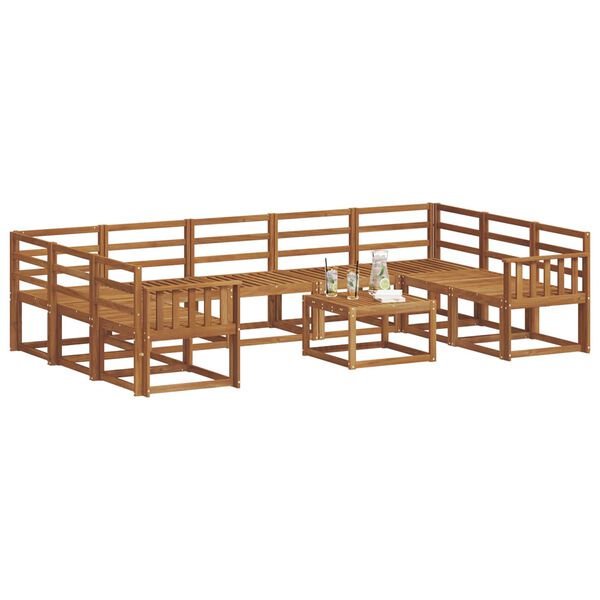 vidaXL Ulkosohvakokoelma 10 pcs Luonnollinen Tihe&auml; akasiapuu