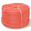 vidaXL Punottu K&ouml;ysi Polypropeeni 10 mm 250m Oranssi