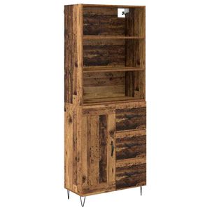 vidaXL Korkea kaappi laatikon kanssa 2 pcs Vanha puu Tekninen puu