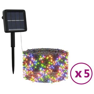 vidaXL Aurinkoenergia keijuvalot 5kpl 5x200 LED v&auml;rik&auml;s sis&auml;/ulko