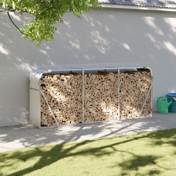 vidaXL Polttopuuteline hopea 234x45x100 cm galvanoitu teräs