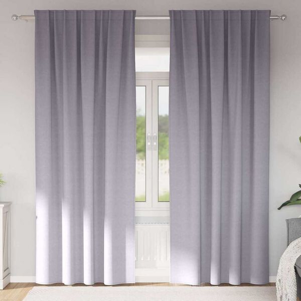 vidaXL Piment&auml;v&auml; verho renkailla 2 pcs Metalli harmaa 260 x 140 cm