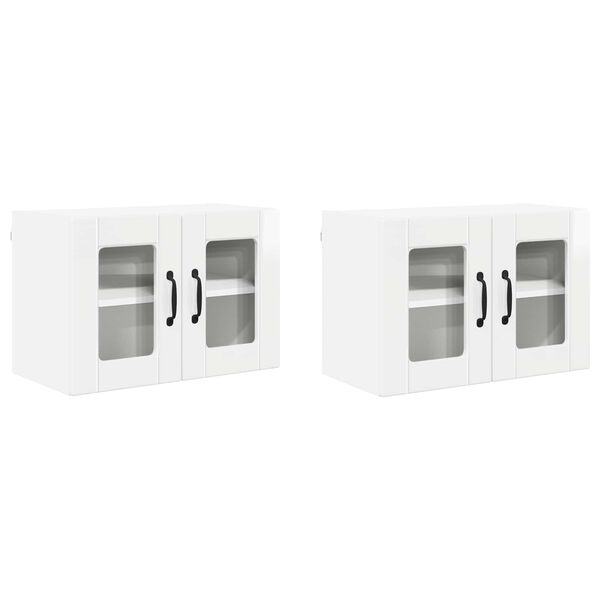 vidaXL Keitti&ouml;kaappi 2 pcs Korkean kiillon valkoinen 60 x 31 x 40 cm