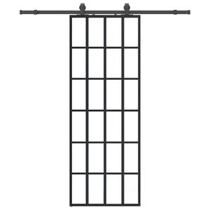 vidaXL Liukuovi asennustarvikkeilla musta 76x205 cm ESG lasi