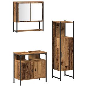 vidaXL Kylpyhuonekalustesetti hyllyll&auml; 3 pcs Ruskea Tekninen puu