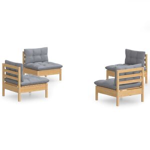 vidaXL 4-osainen Puutarhasohvasarja harmaa tyynyill&auml; m&auml;nty