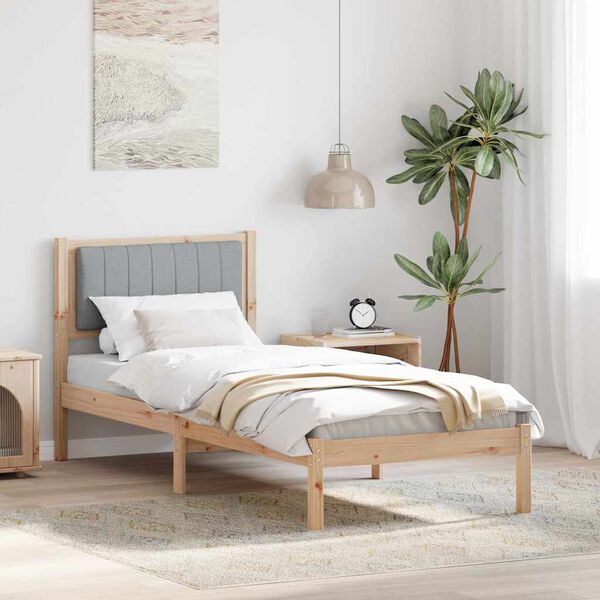 vidaXL Sänkyrunko verhoillulla päädyn Vaaleanharmaa 2FT6 Small Single