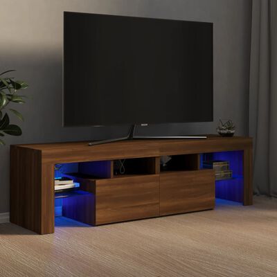 vidaXL TV-taso LED-valoilla ruskea tammi 140x36,5x40 cm