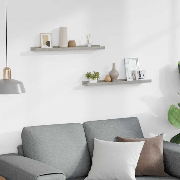 vidaXL Sein&auml;hyllyt 2 kpl betoninharmaa 60x9x3 cm