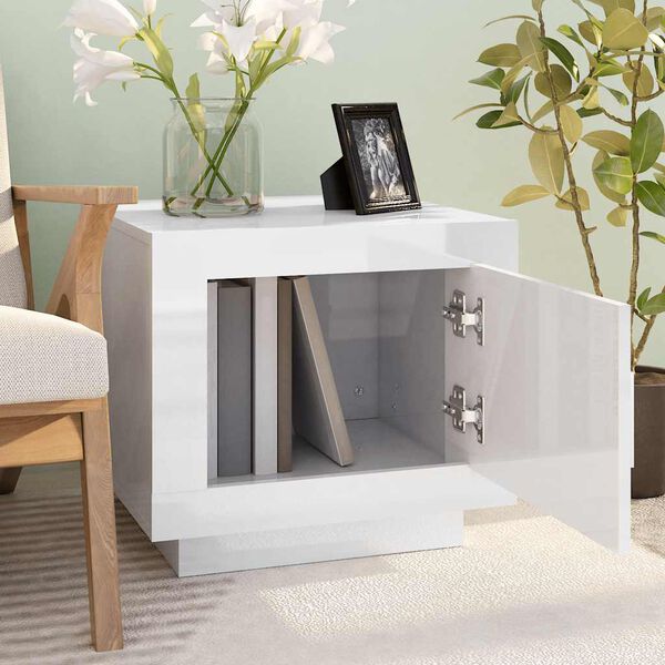 vidaXL Sohvap&ouml;yt&auml; korkeakiilto valkoinen 51x50x45 cm tekninen puu