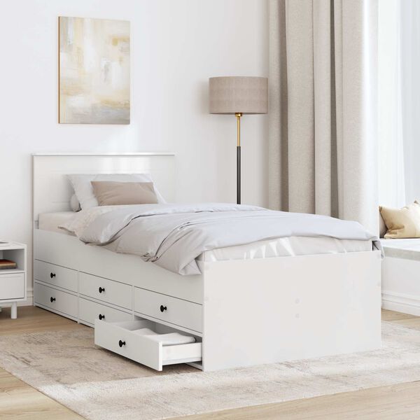 vidaXL P&auml;iv&auml;vuode p&auml;&auml;tyll&auml; Valkoinen ja musta 90 x 200 cm Tekninen puu