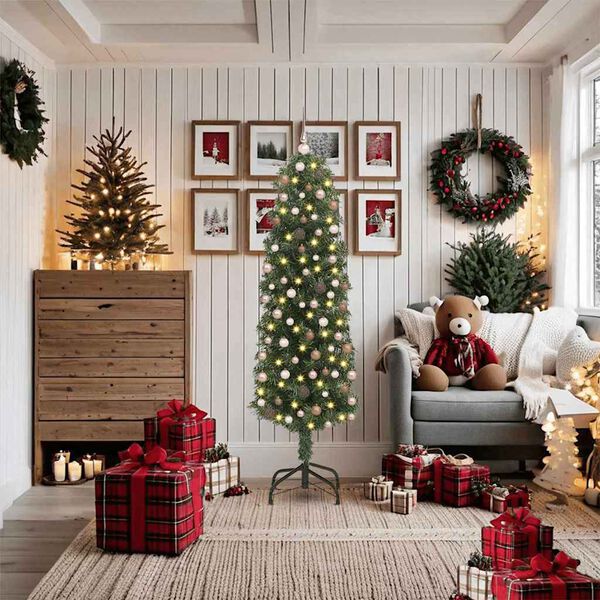 vidaXL Tekojoulukuusi jalustalla Vihre&auml; 180 cm PVC, ter&auml;s ja muovi