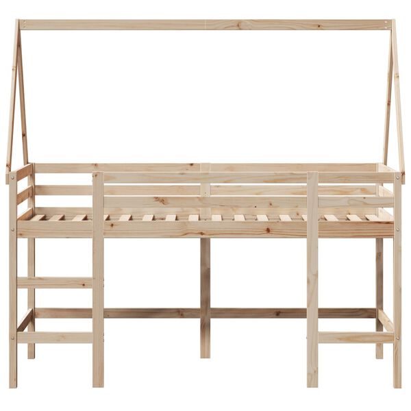 vidaXL Parvisänky tikkailla ja katoksella 90x190 cm täysi mänty