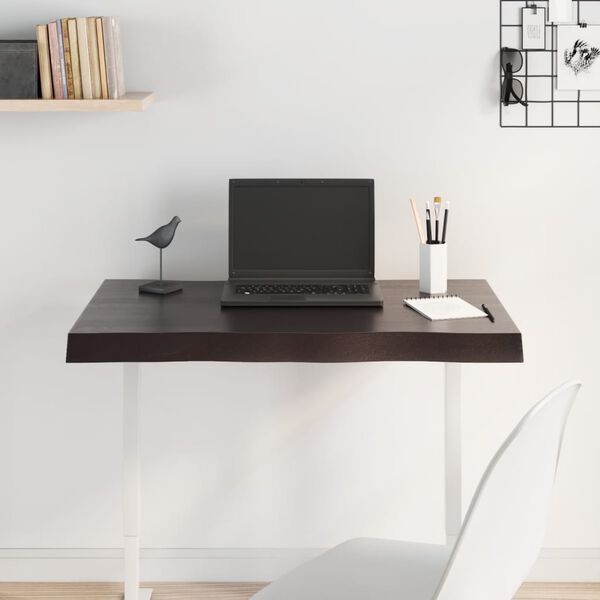 vidaXL Pöytälevy t.ruskea 80x50x2 cm käsitelty täystammi elävä reuna