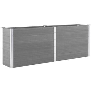 vidaXL Puutarhan korotettu kukkalaatikko 250x50x91 cm WPC harmaa