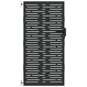 vidaXL Puutarhaportti lukkoon Musta 85 x 175 cm Jauhemaalattu ter&auml;s