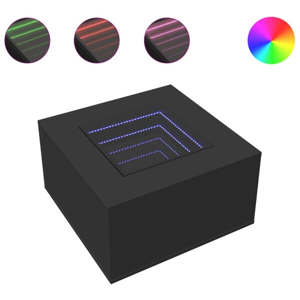 vidaXL Sohvap&ouml;yt&auml; LED-valoilla musta 60x60x40 cm lastulevy