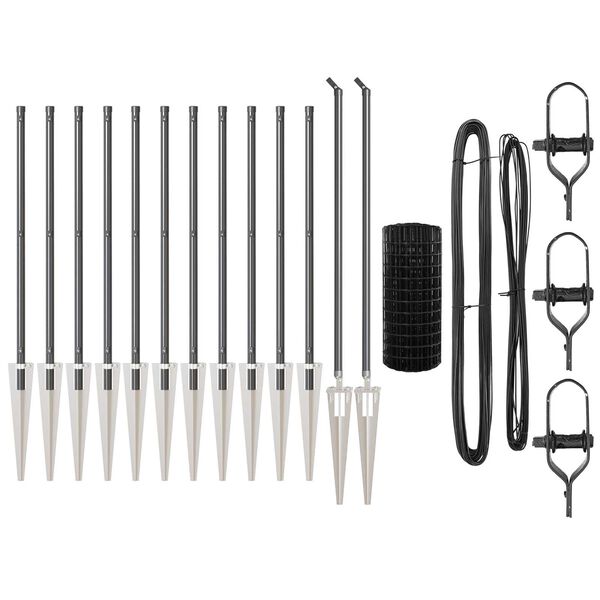 vidaXL Aita ja Tuki Harmaa 0,4 x 25 m Ter&auml;s ja PVC