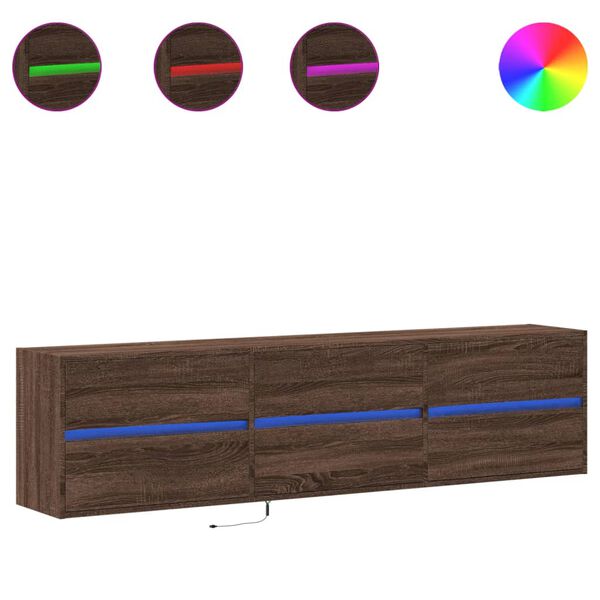 vidaXL TV-sein&auml;kaappi LED-valoilla ruskea tammi 180x31x45 cm