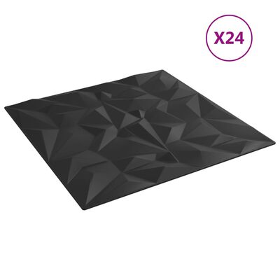 vidaXL Seinäpaneelit 24 kpl musta 50x50 cm EPS 6 m² ametisti