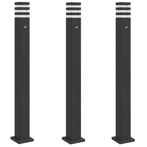 vidaXL Pylv&auml;svalaisimet liiketunnistimella 3 kpl musta 110 cm alumiini
