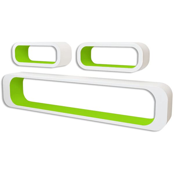 vidaXL Sein&auml;hyllyt 6 kpl kuutio vihre&auml; ja valkoinen