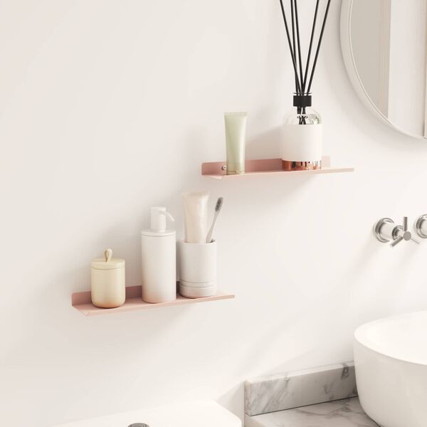 vidaXL Kelluva hylly 2 pcs Pinkki 30 x 9 x 2,5 cm Ter&auml;s