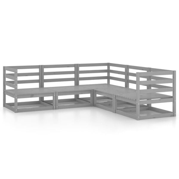 vidaXL 5-osainen puutarhasohvasarja harmaa täysi mänty