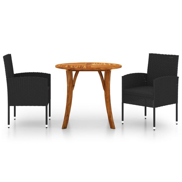 vidaXL 3-osainen Ulkoruokailuryhm&auml; musta