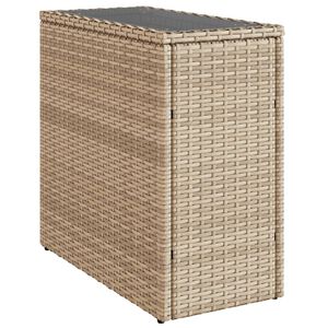 vidaXL Puutarhan sivup&ouml;yt&auml; lasilevyll&auml; beige 58x27,5x55 cm PE-rottinki