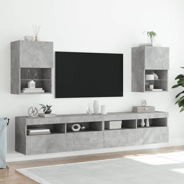 vidaXL TV-kaapit LED-valoilla 2 kpl betoninharmaa 40,5x30x60 cm