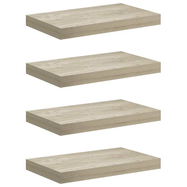 vidaXL Kelluvat sein&auml;hyllyt 4 kpl tammi 40x23x3,8 cm MDF