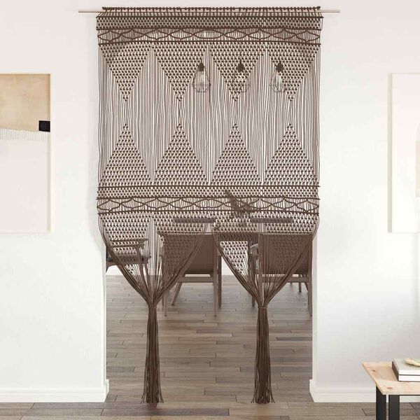 vidaXL Macrame verho harmaanruskea 140x240 cm puuvilla